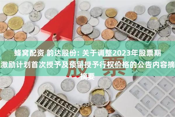 蜂窝配资 韵达股份: 关于调整2023年股票期权激励计划首次授予及预留授予行权价格的公告内容摘要