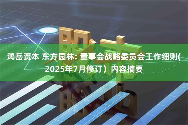 鸿岳资本 东方园林: 董事会战略委员会工作细则(2025年7月修订）内容摘要
